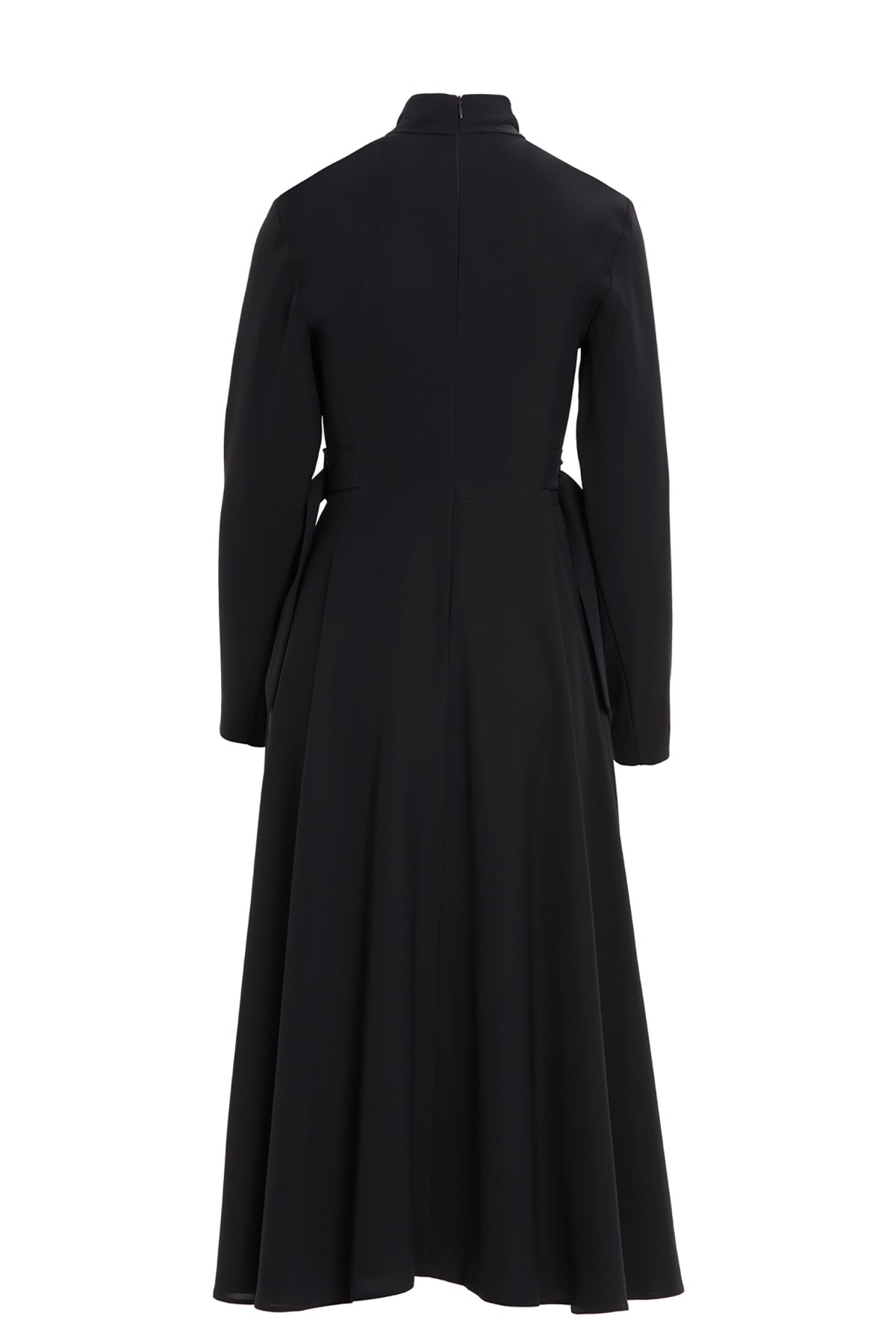 Black Midi Dress with Belt Detail