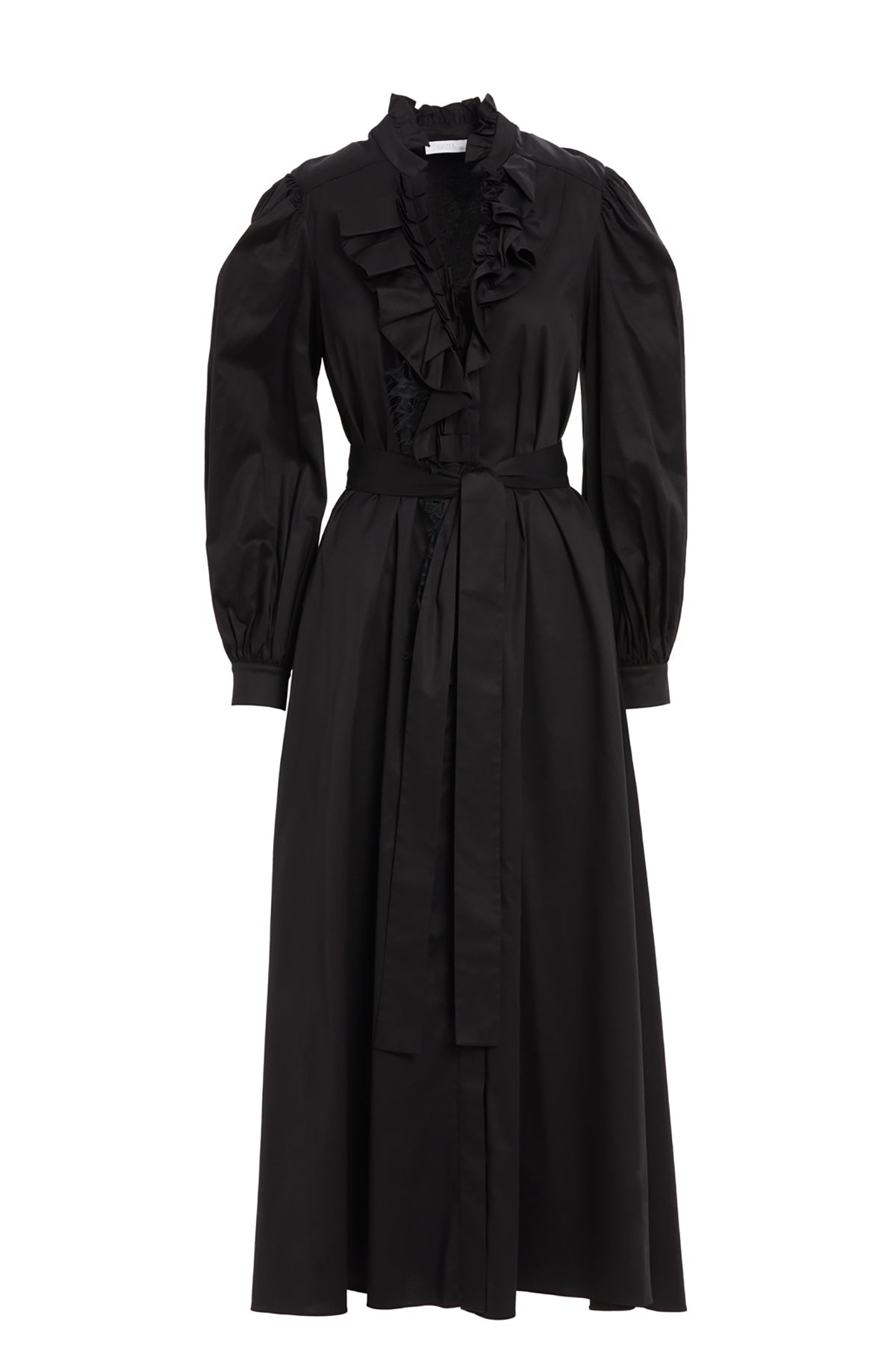 Black Ruffled Midi Dress