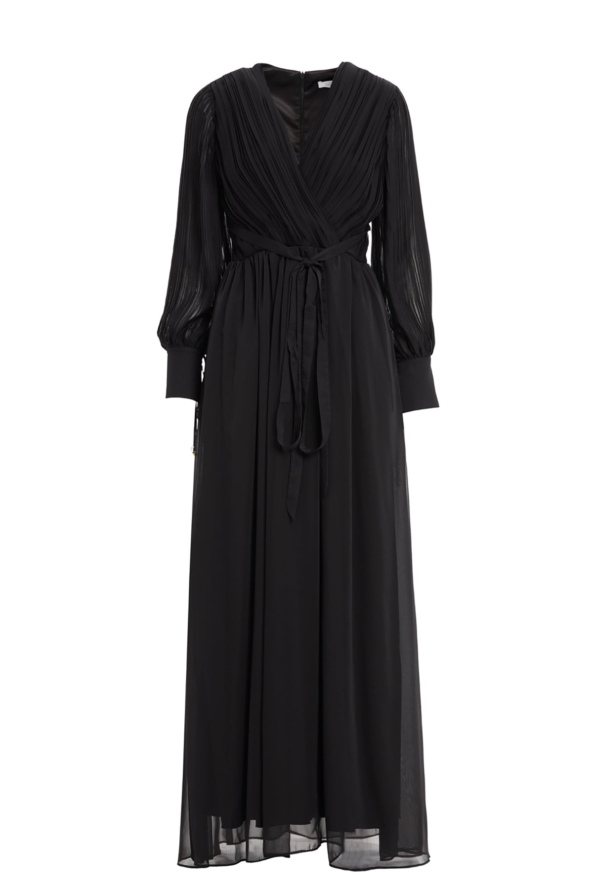 Black V-Neck Chiffon Maxi Dress
