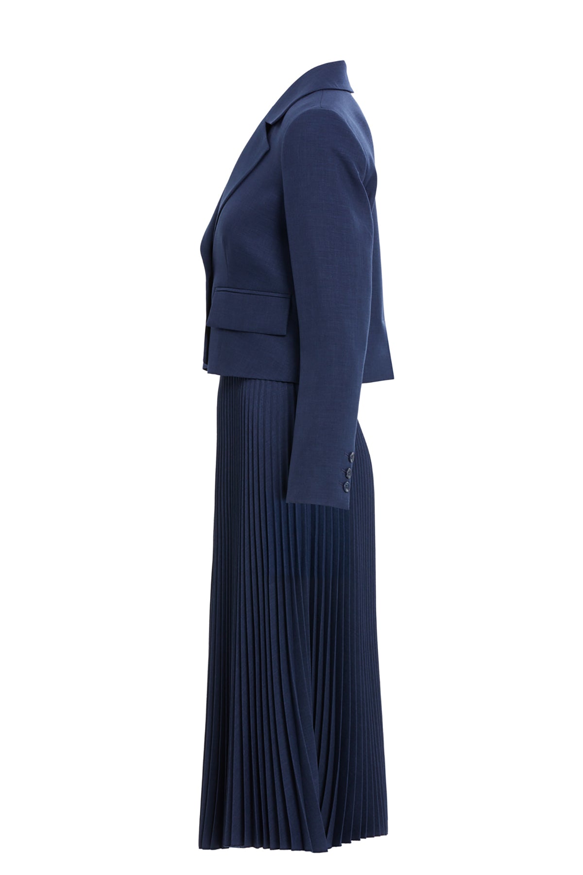 Navy Midi Pleated Skirt Set