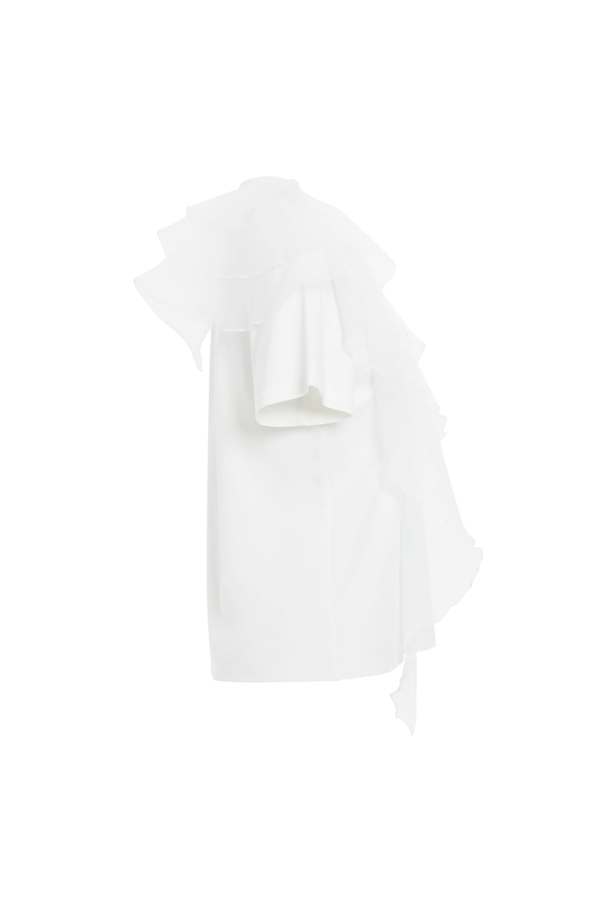 Ecru Shoulder Tulle-Detail T-Shirt