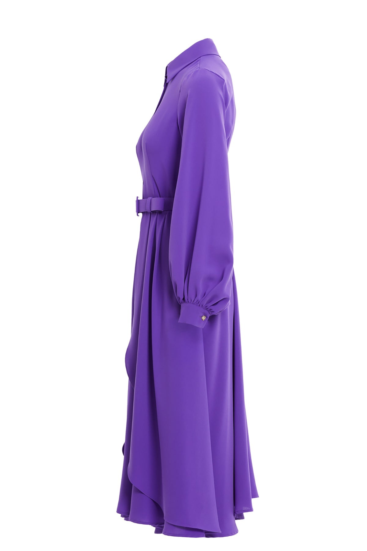 Purple Shirt Dress with Belt Detail
