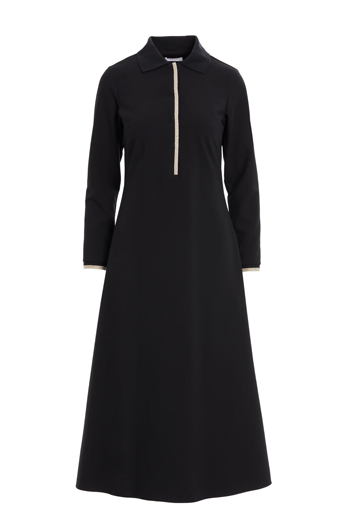 Black Long-Sleeve Midi Dress