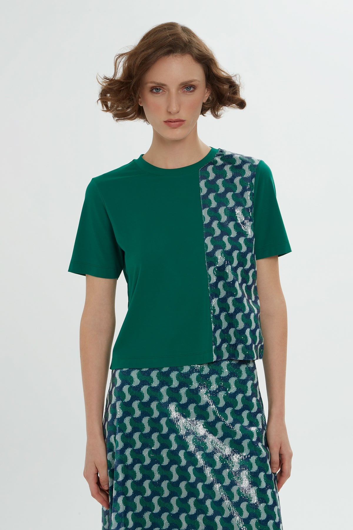 Green Sequin-Detail Tracksuit