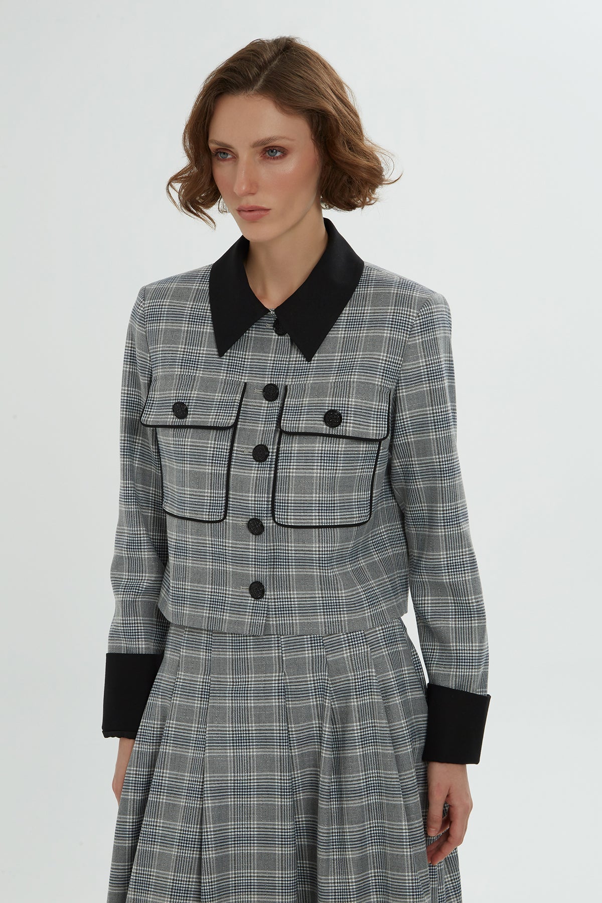 Grey Plaid-Patterned Co-Ord Set