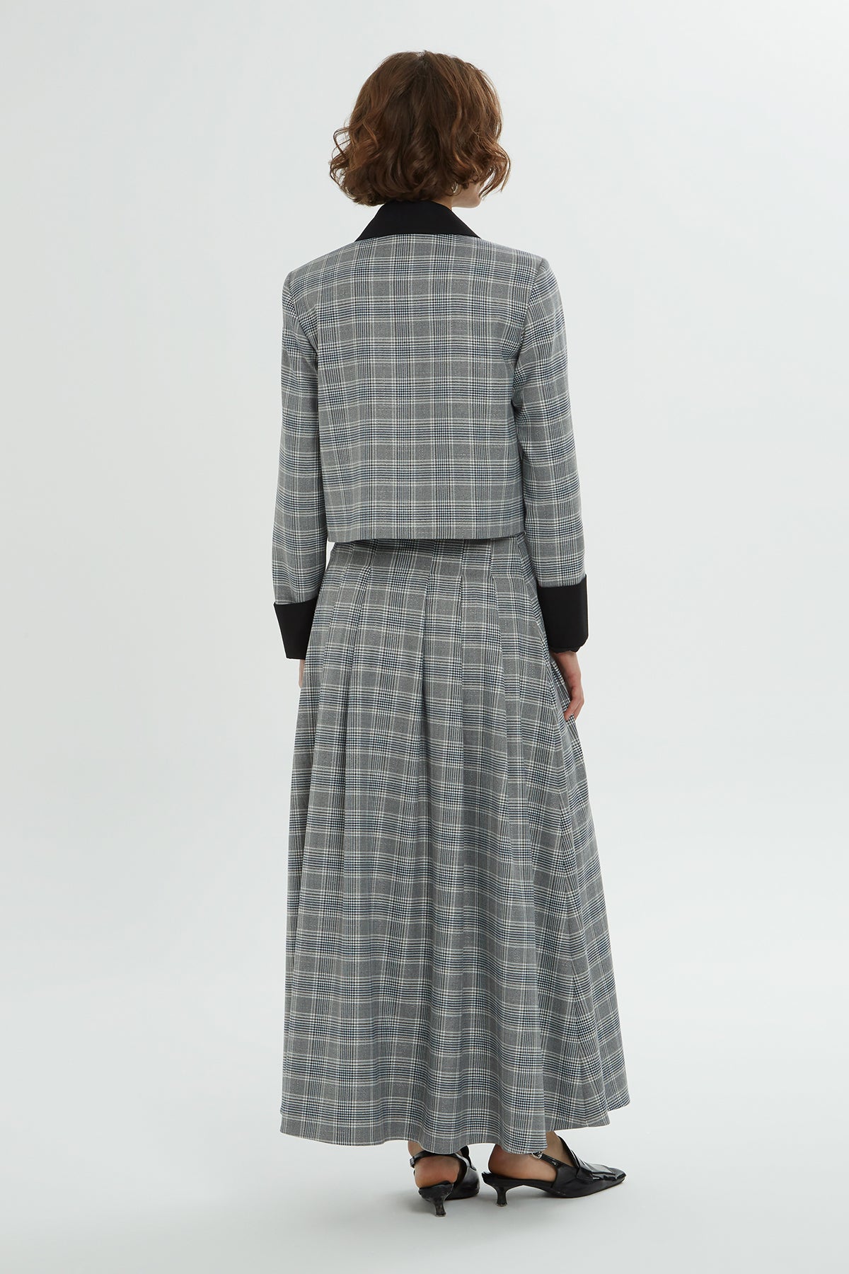 Grey Plaid-Patterned Co-Ord Set