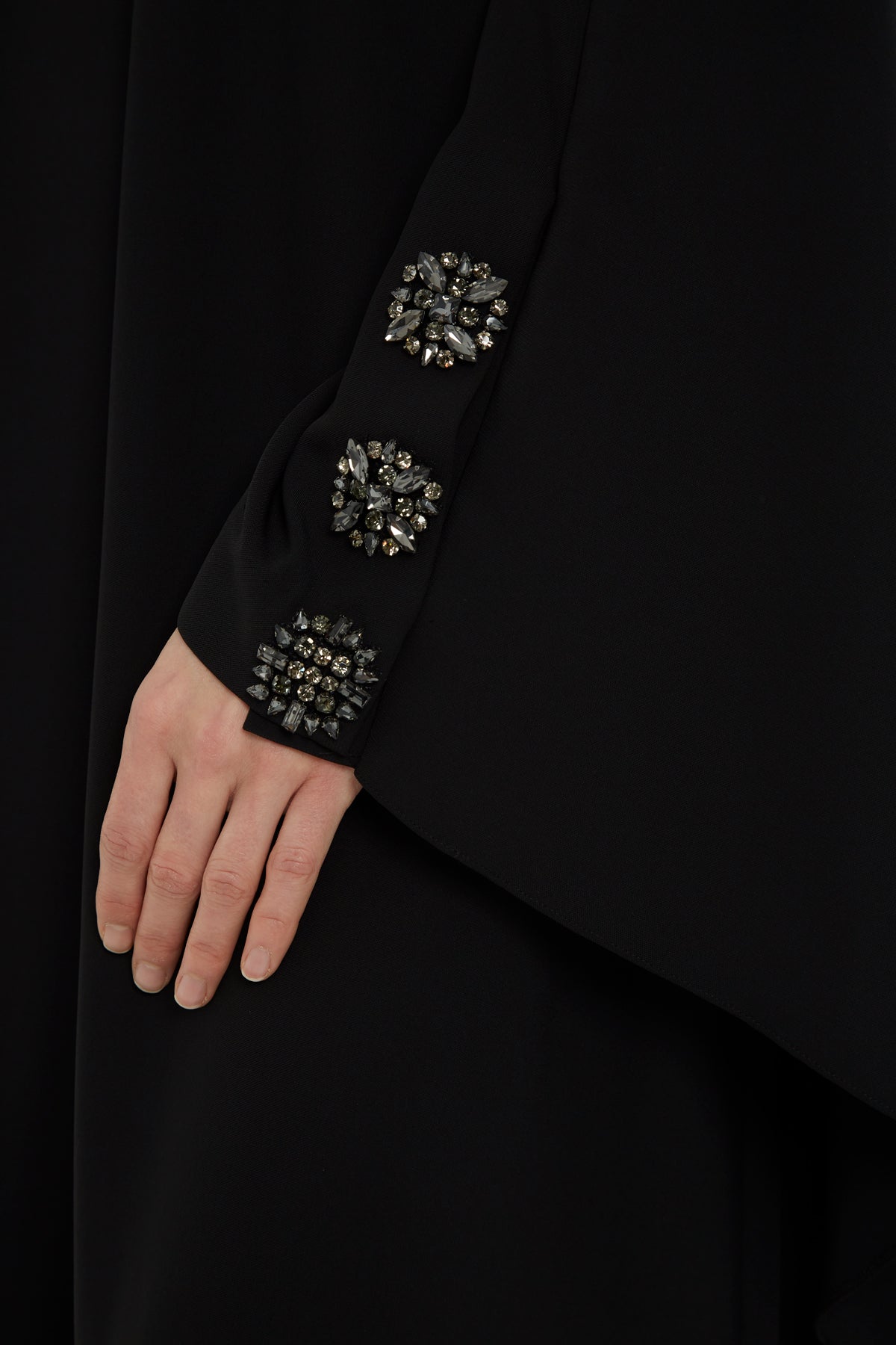 Black Long Dress with Cape Detail