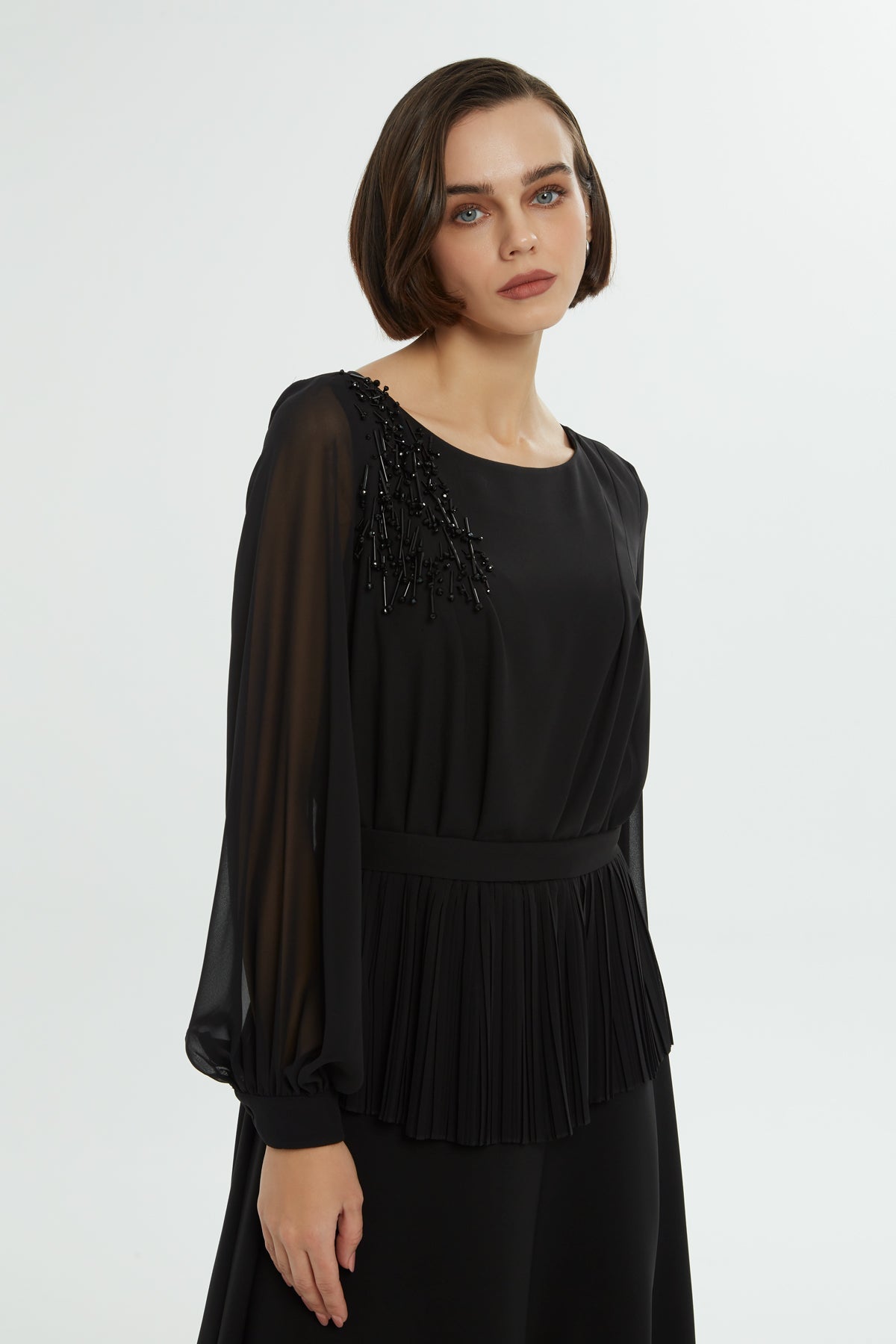 Black Beaded Maxi Dress