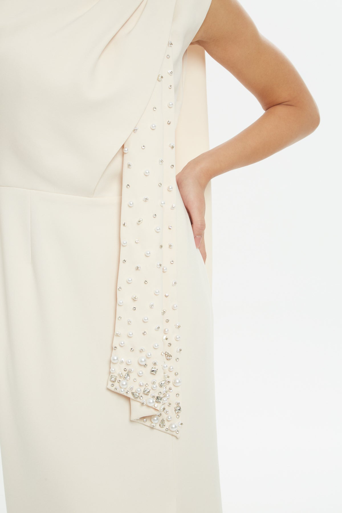 Side Slit Stone Embroide Long  Dress