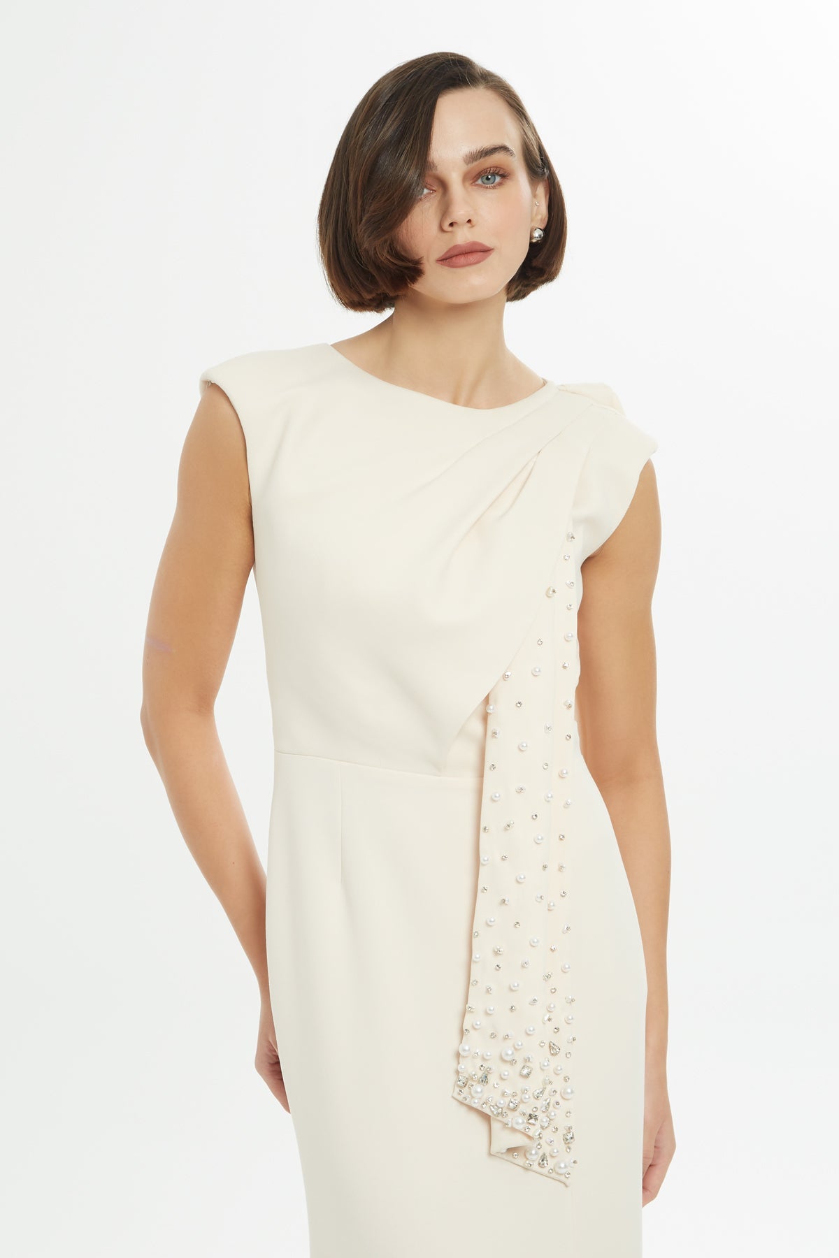 Side Slit Stone Embroide Long  Dress