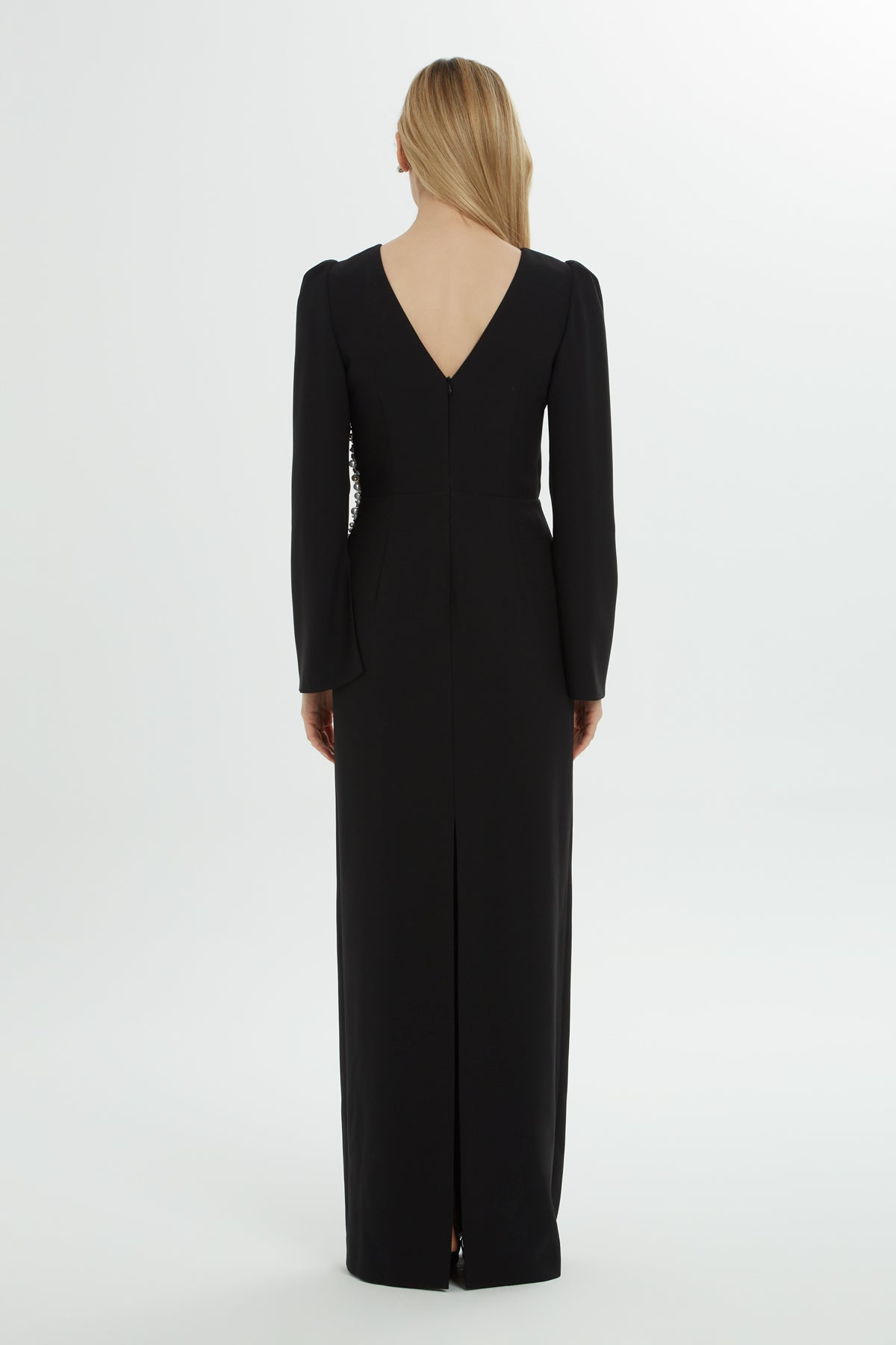 Black Long Dress with Embroidery Detail