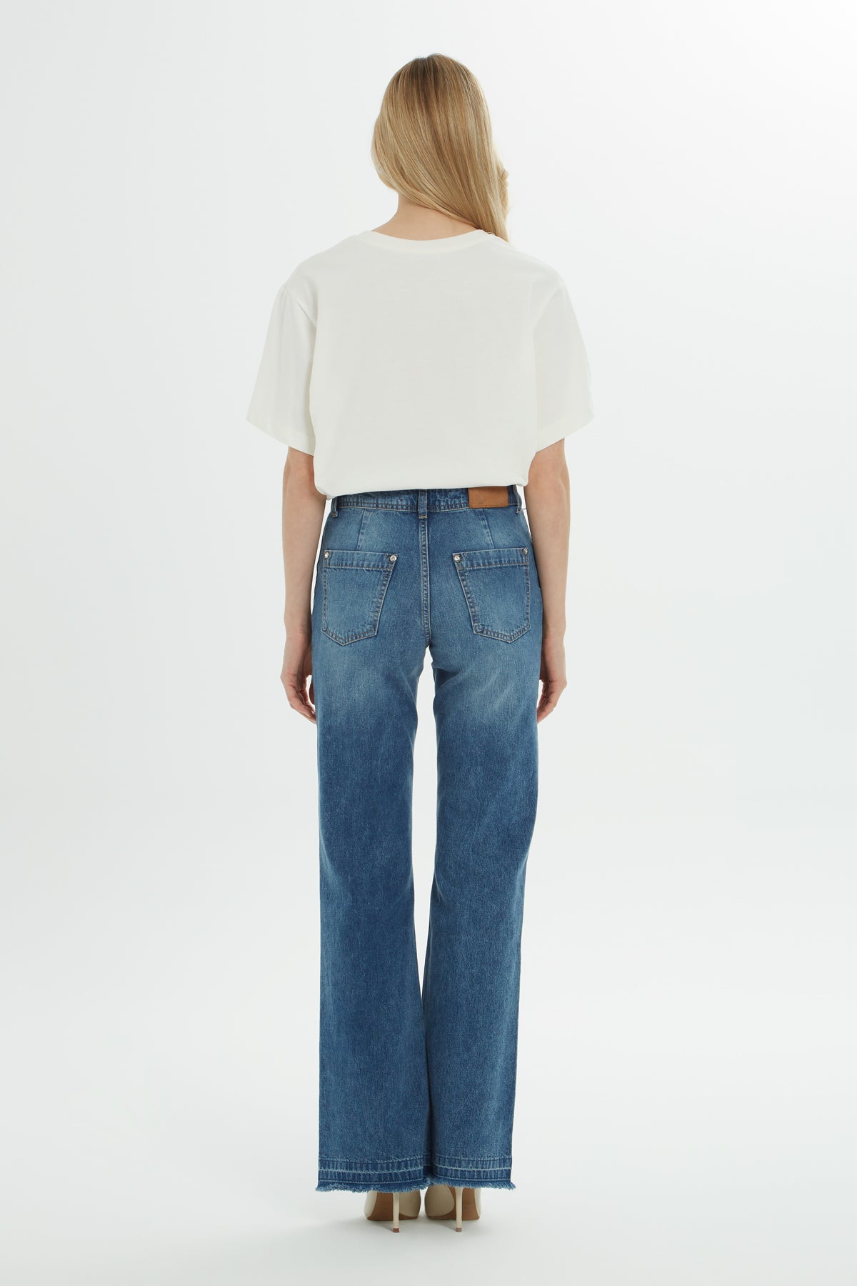 Blue Cargo-Pocket Mom Jeans