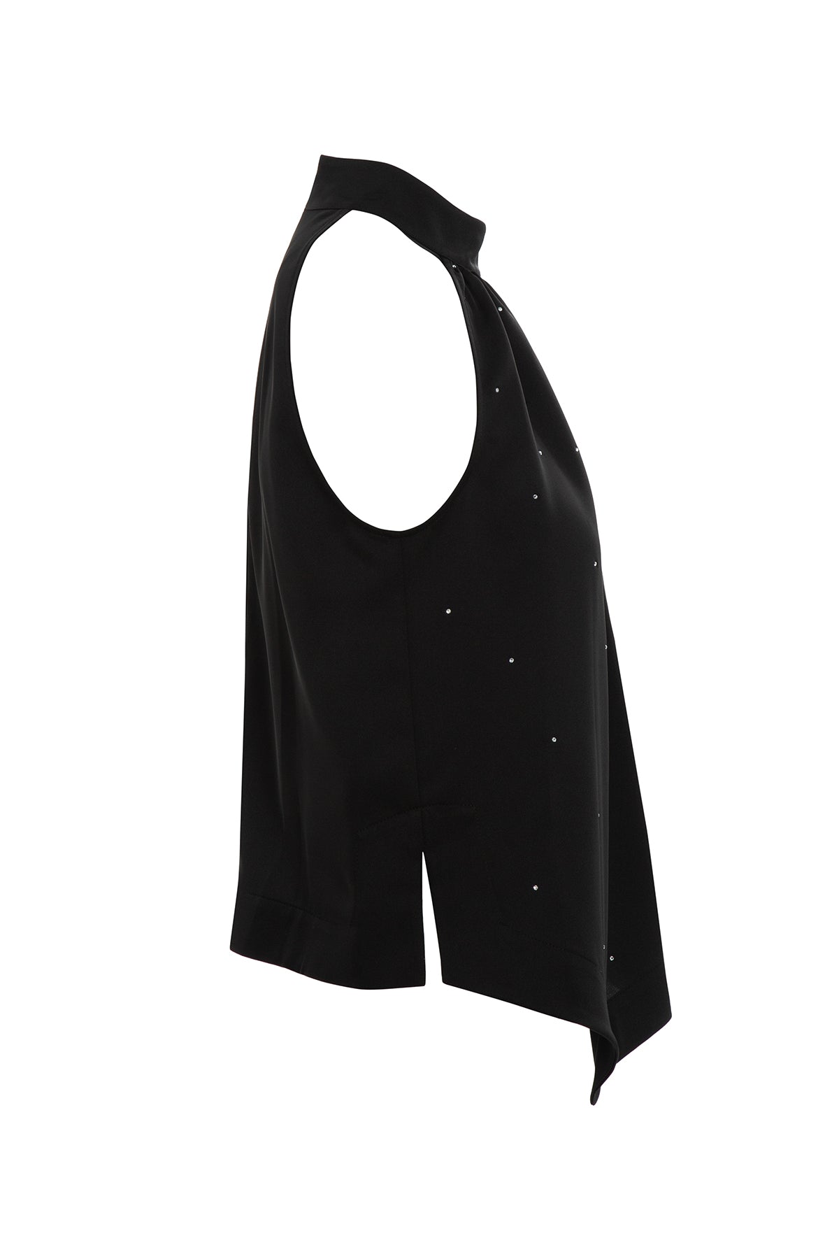 Black Halter Neck Stone Detail Blouse