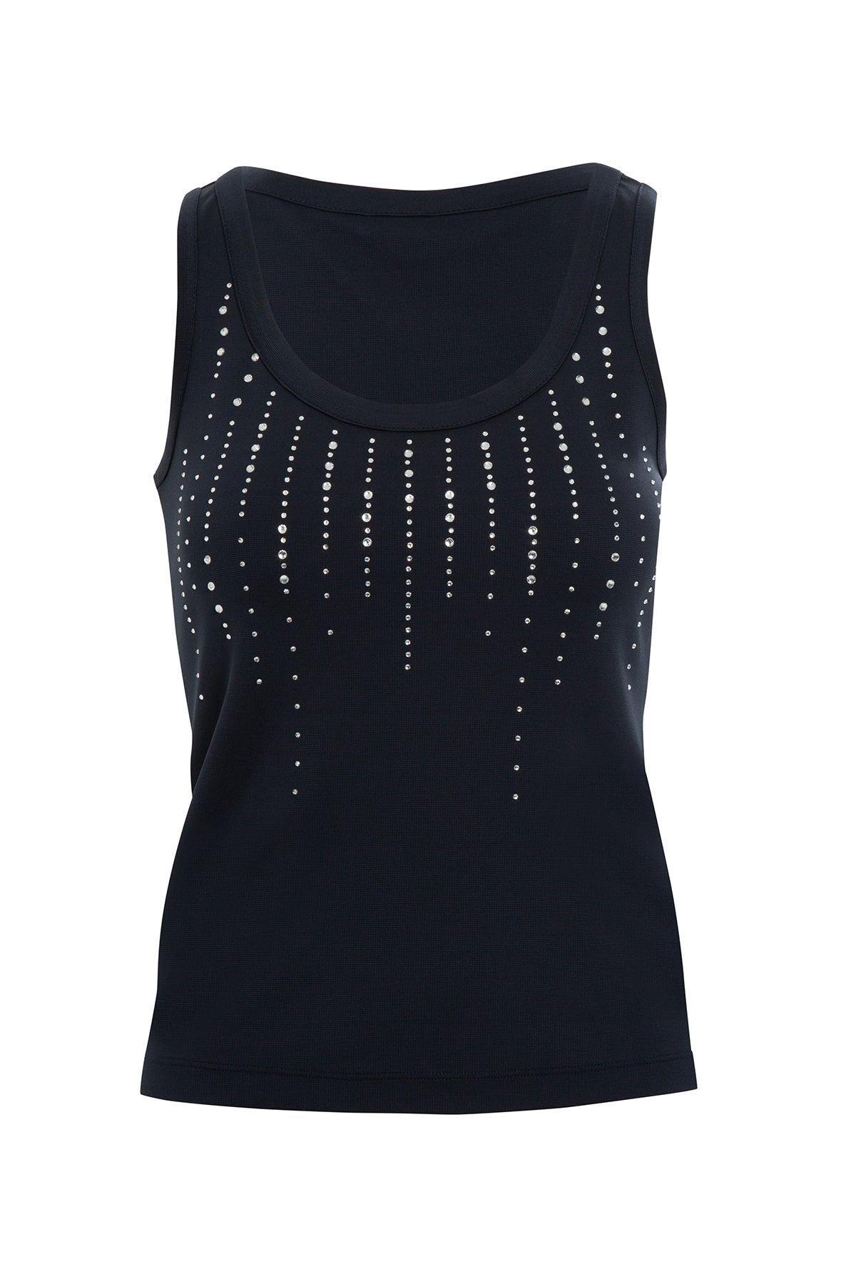 Navy Round-Neck Printed Strappy Tank