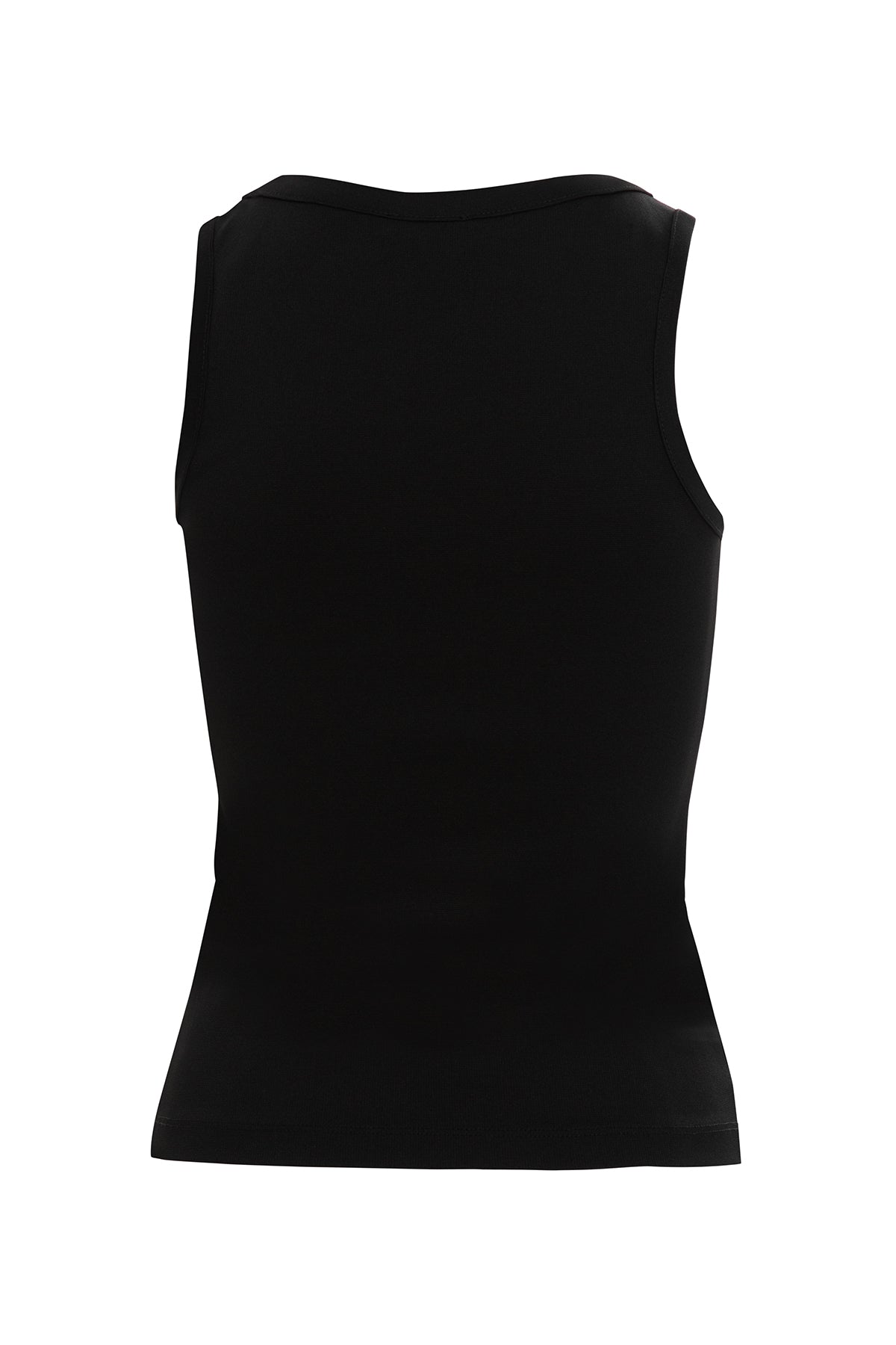 Black Round-Neck Printed Strappy Tank