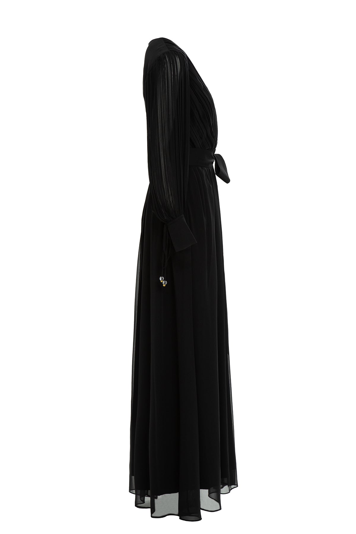 Black V-Neck Chiffon Maxi Dress