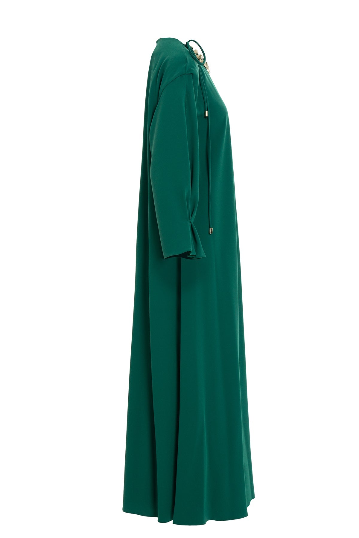 Green Maxi Chain-Detail Collar Dress