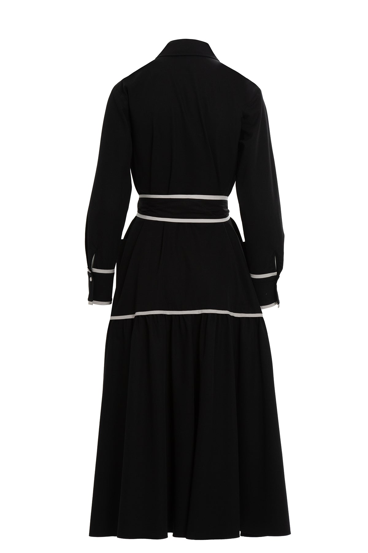 Black Sash-Detail Midi Dress