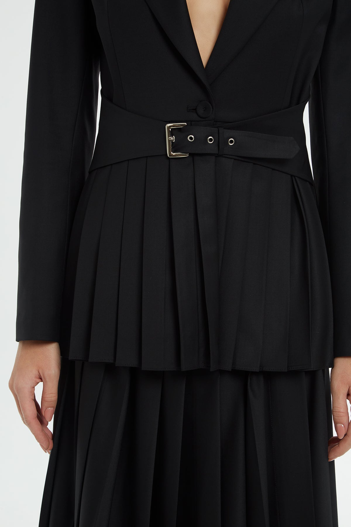 Pleated Accessory-Detail Jacket