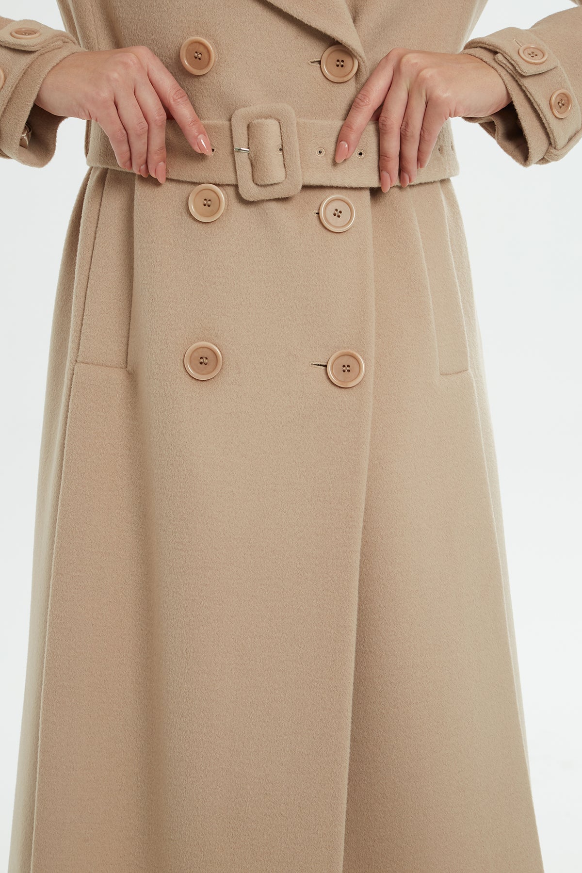 Shawl-Collar Long Cashmere Coat