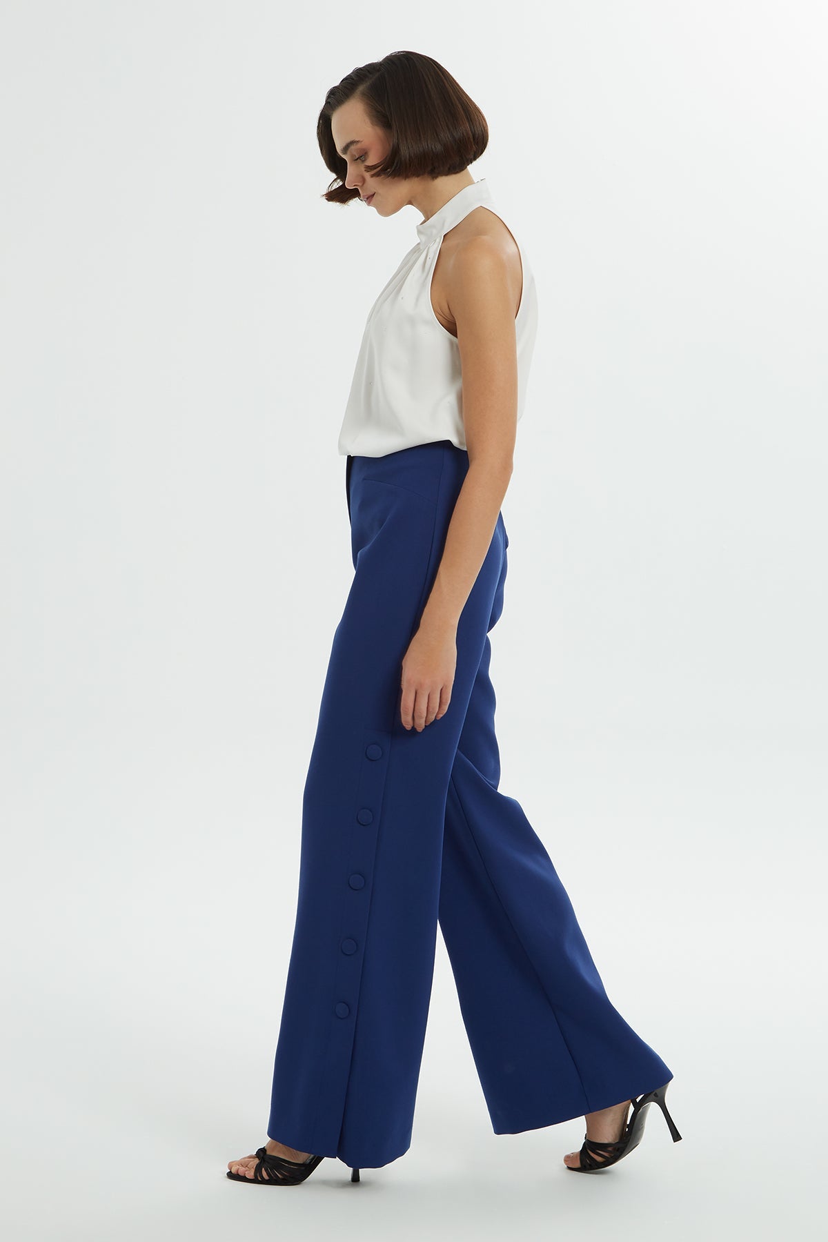 Blue High-Waist Palazzo Pants