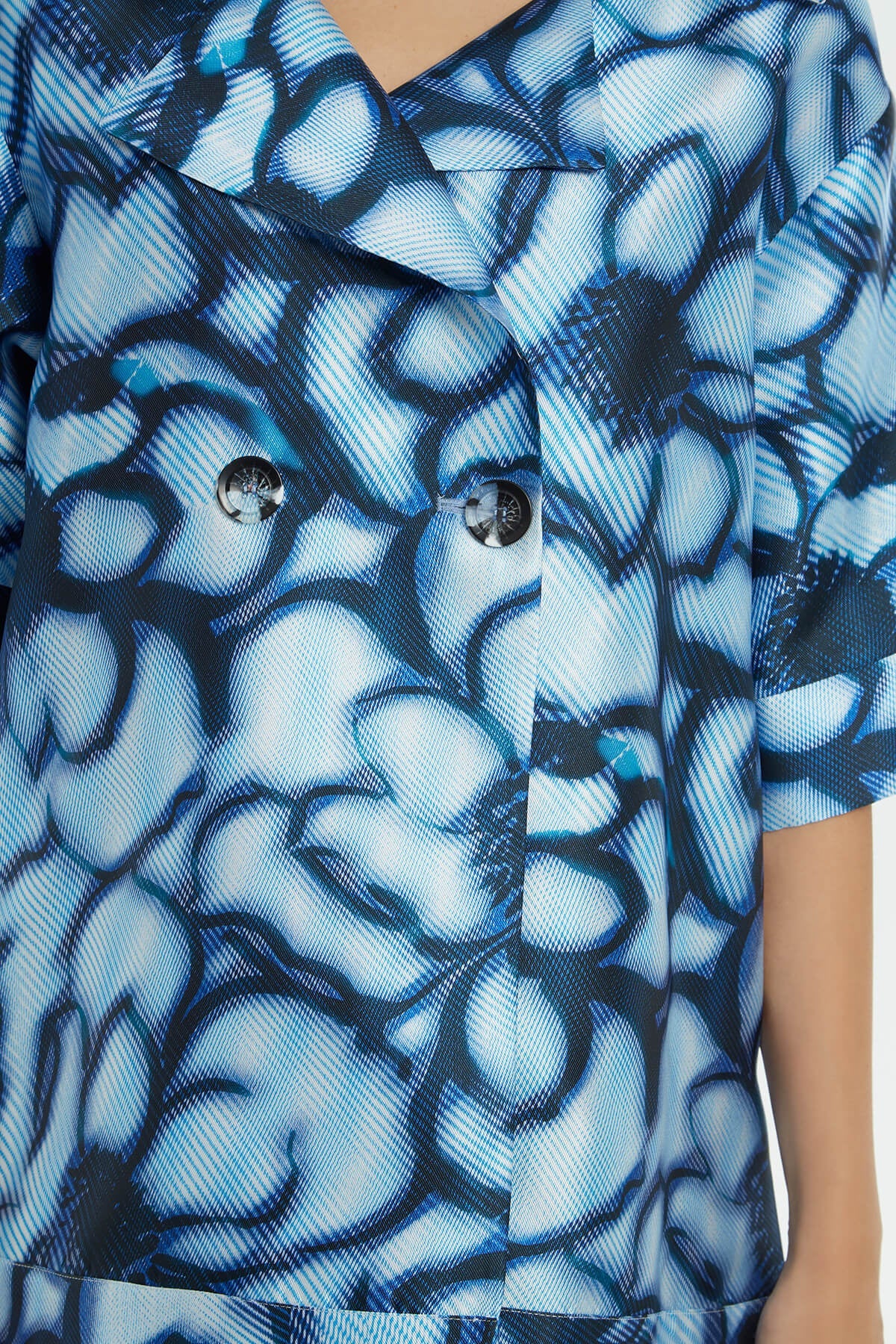 Patterned Crew Neck Short Jacket