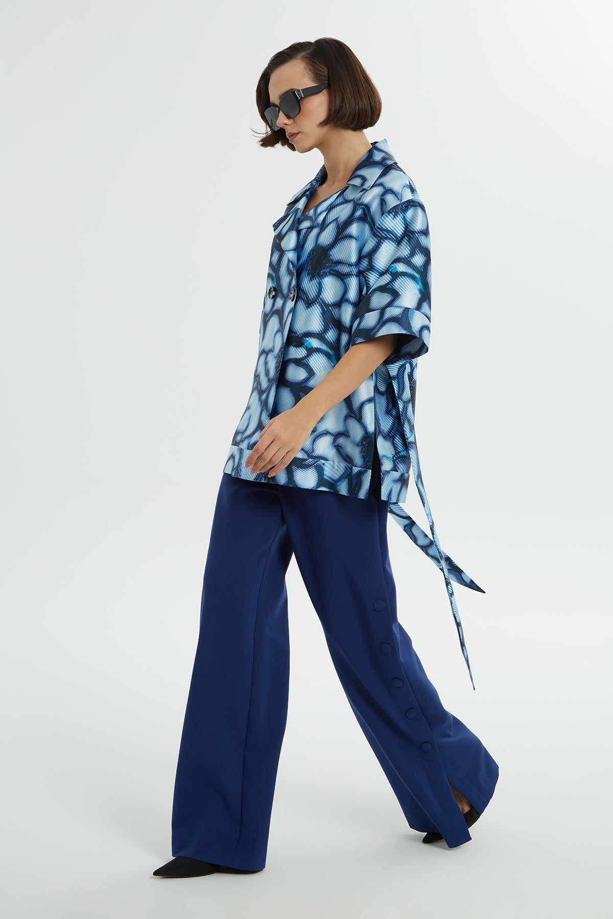 Patterned Crew Neck Short Jacket