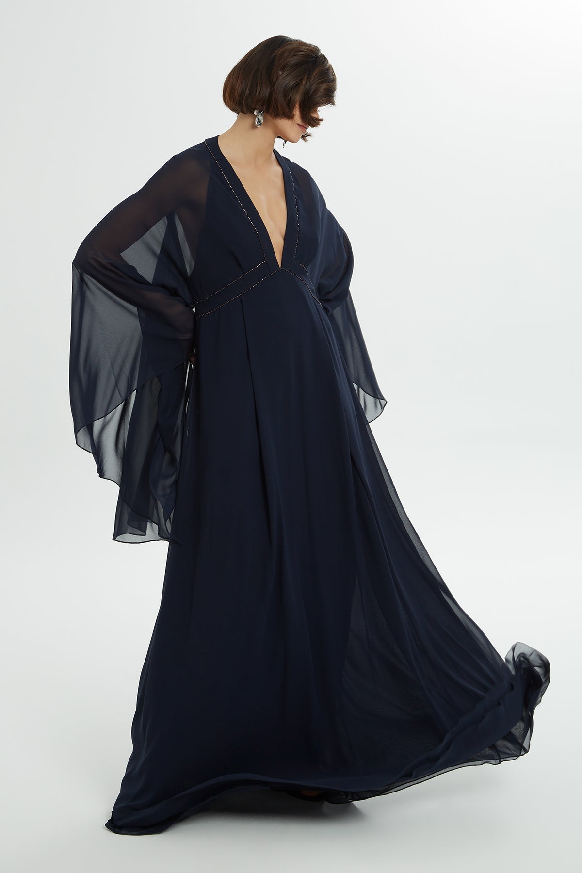 Navy Bead Embroidered Dress