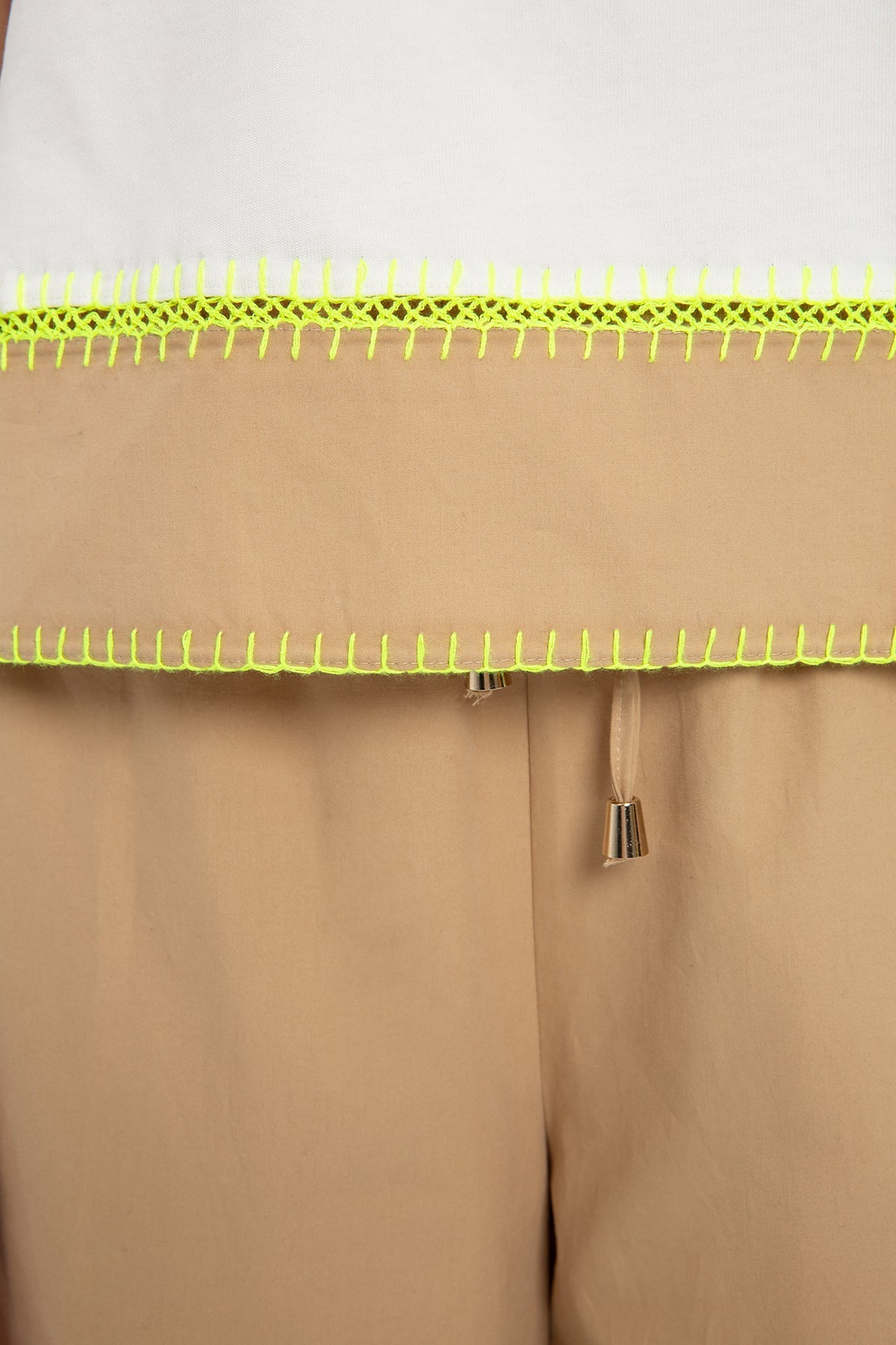 Ecru Neon Stitch Detail Blouse