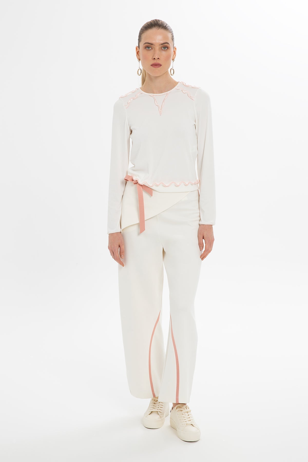 Ecru Blouse with Stitching Detail