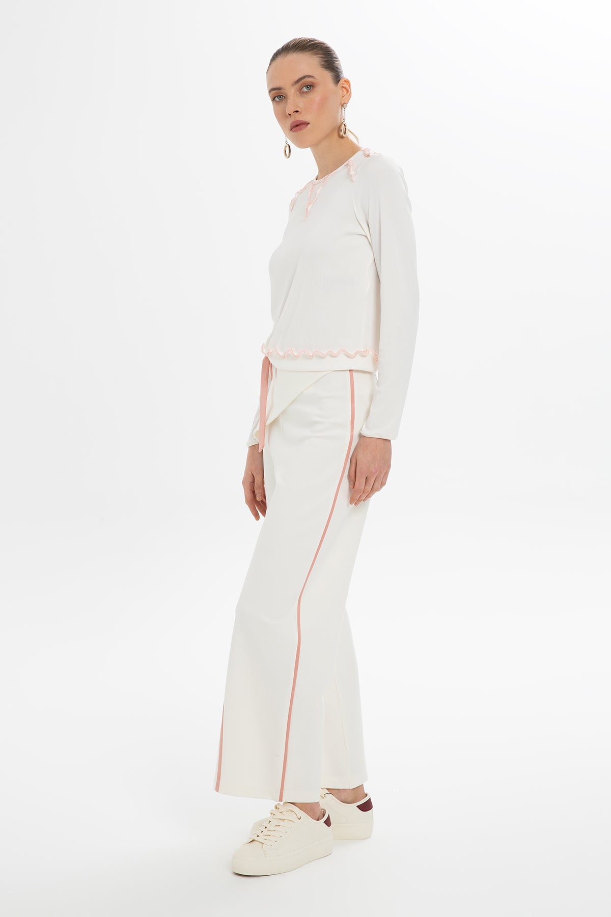 Ecru Blouse with Stitching Detail