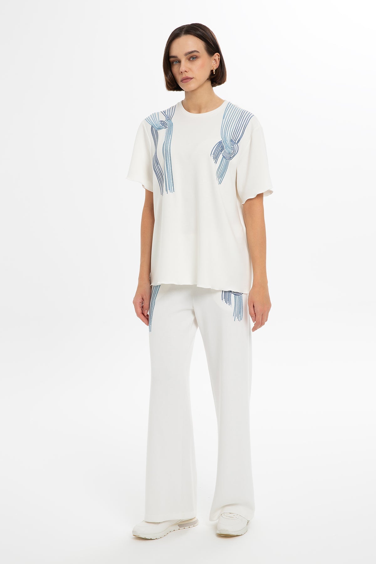 T-Shirt with Round Neck  Embroidery