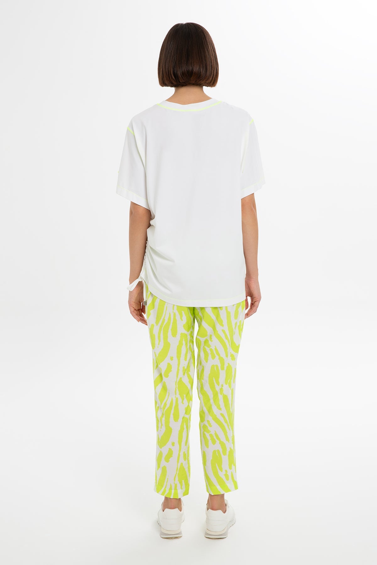 White T-Shirt with Neon Detail