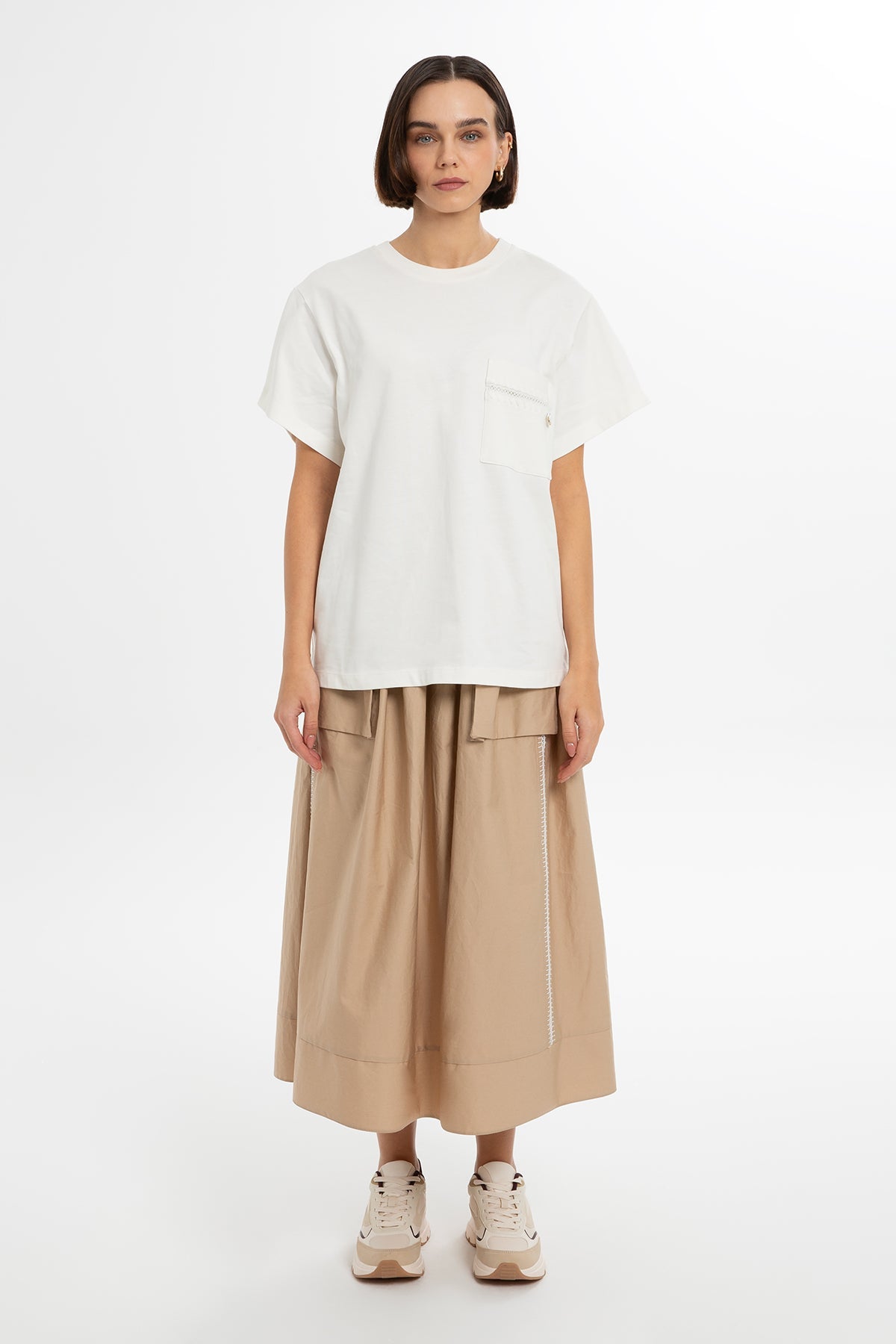 Ecru T-Shirt with Accessory Details