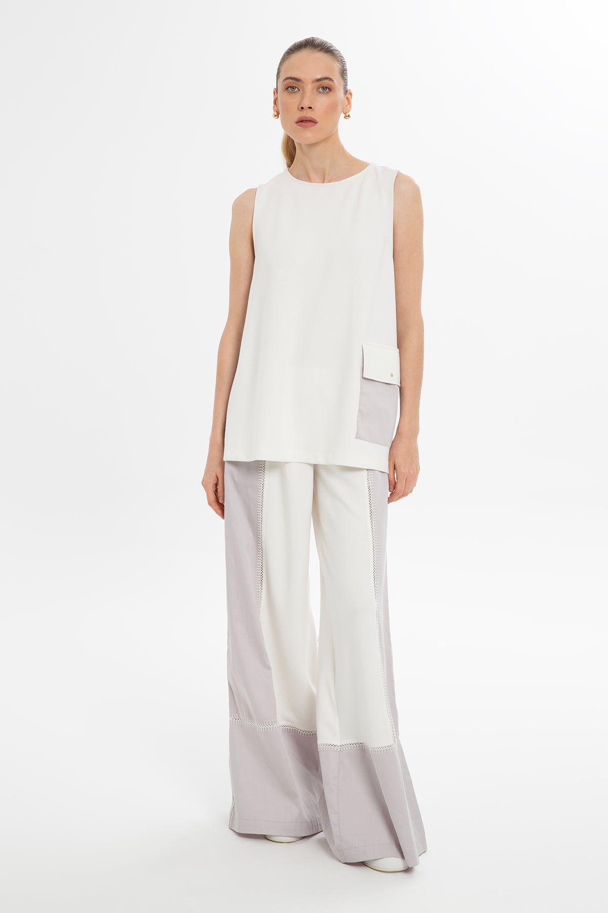 Ecru Open-Back Accent Blouse