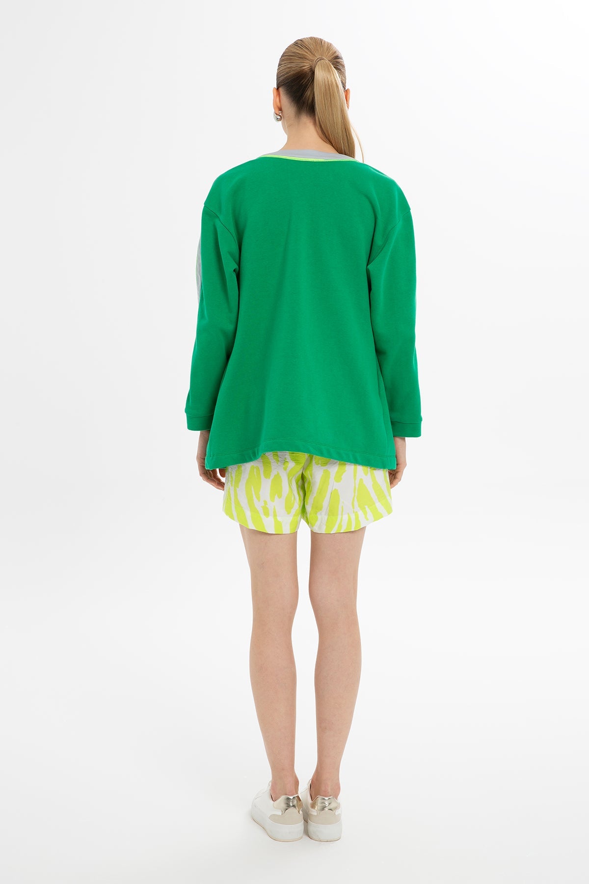Green Print-Detail Sweatshirt