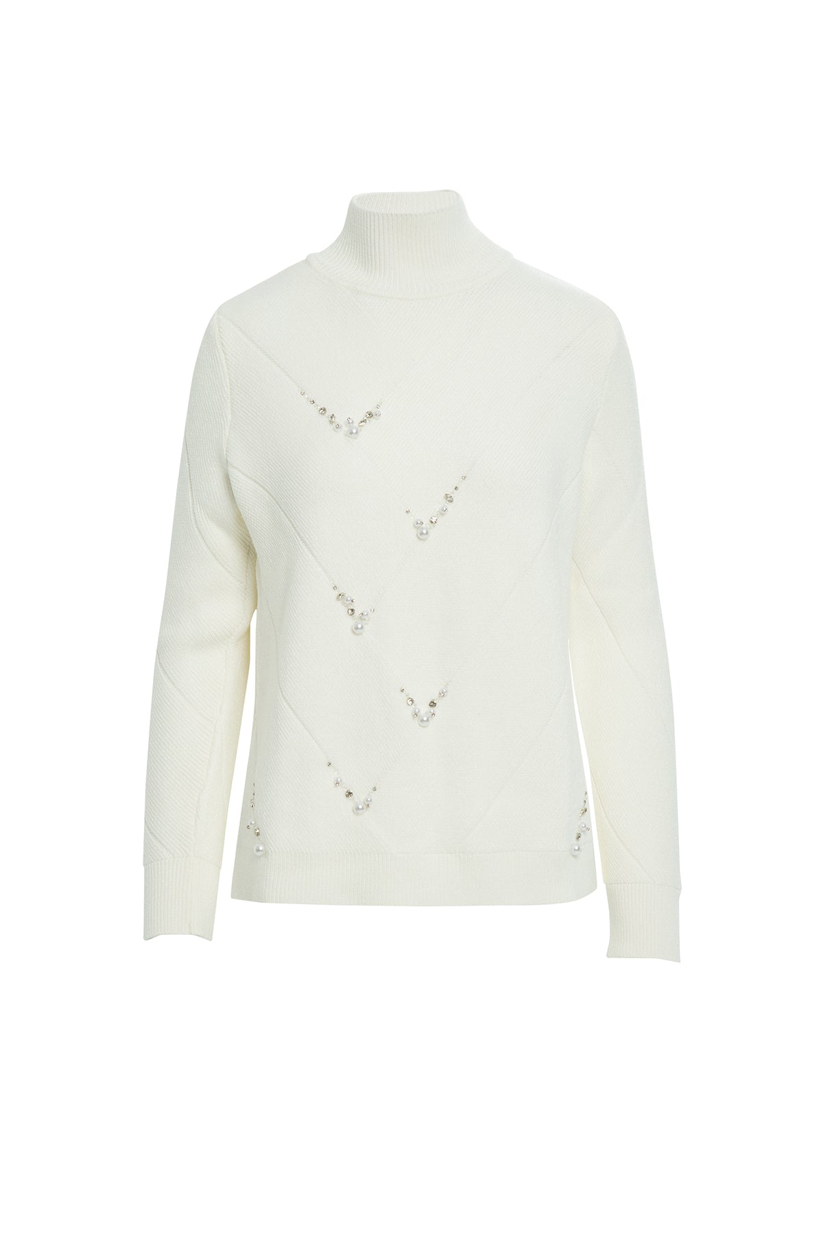 White Beaded Turtleneck Sweater