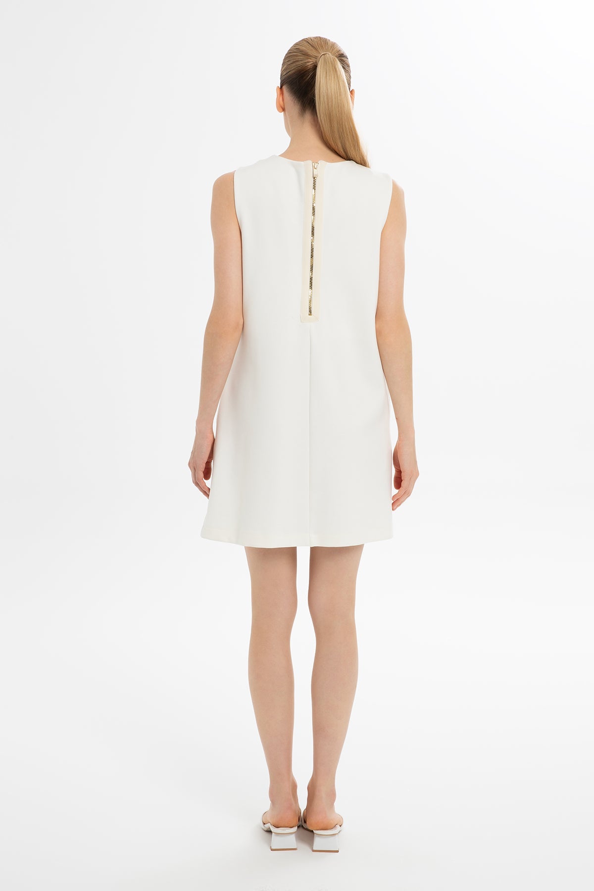 Ecru Sleeveless Short Dress