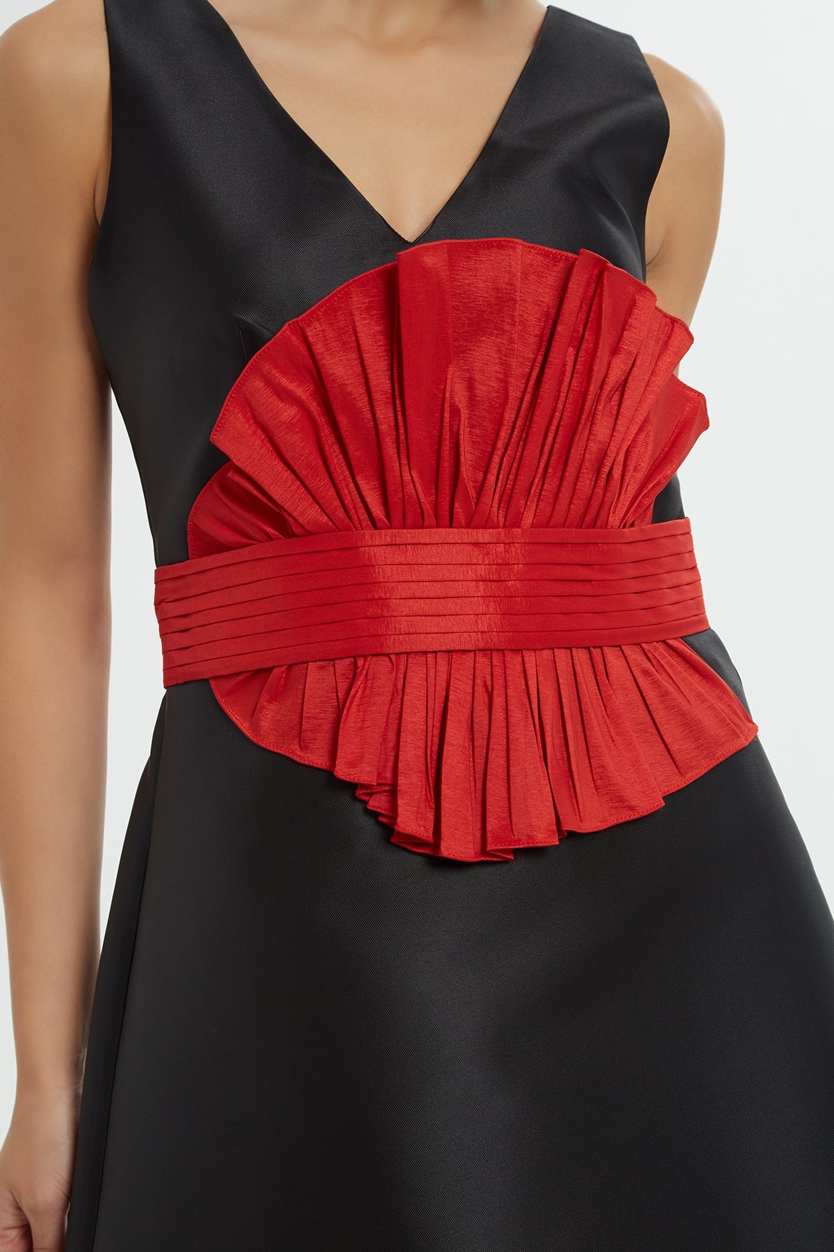 Black Mini Dress with Red Belt