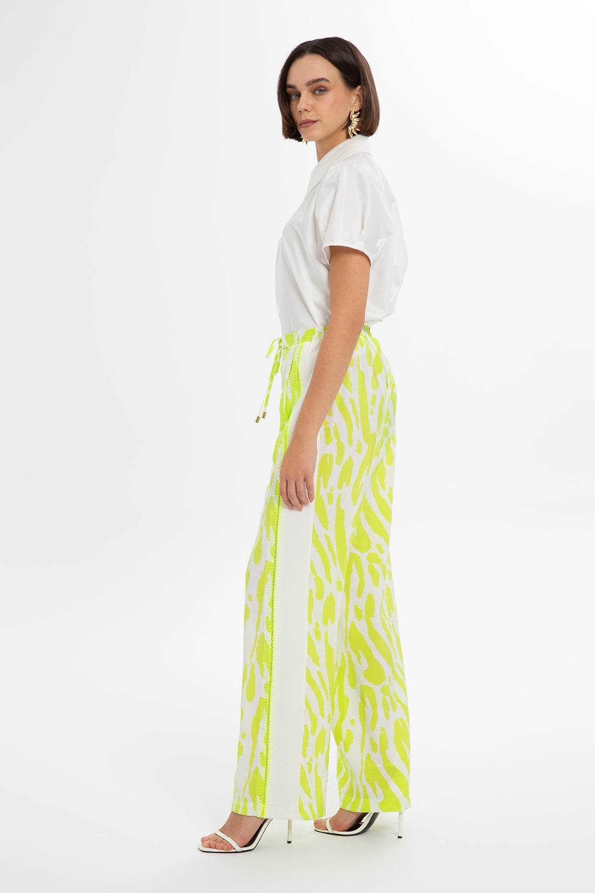 Printed Green Relaxed-Fit Pants