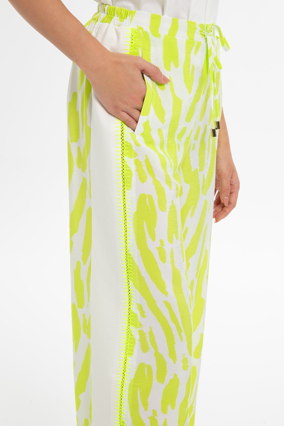 Printed Green Relaxed-Fit Pants