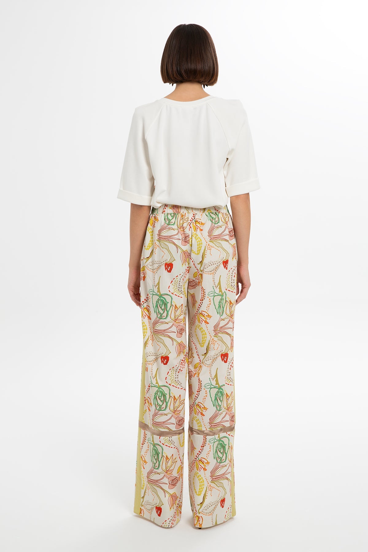 Printed Trousers with Satin Trim
