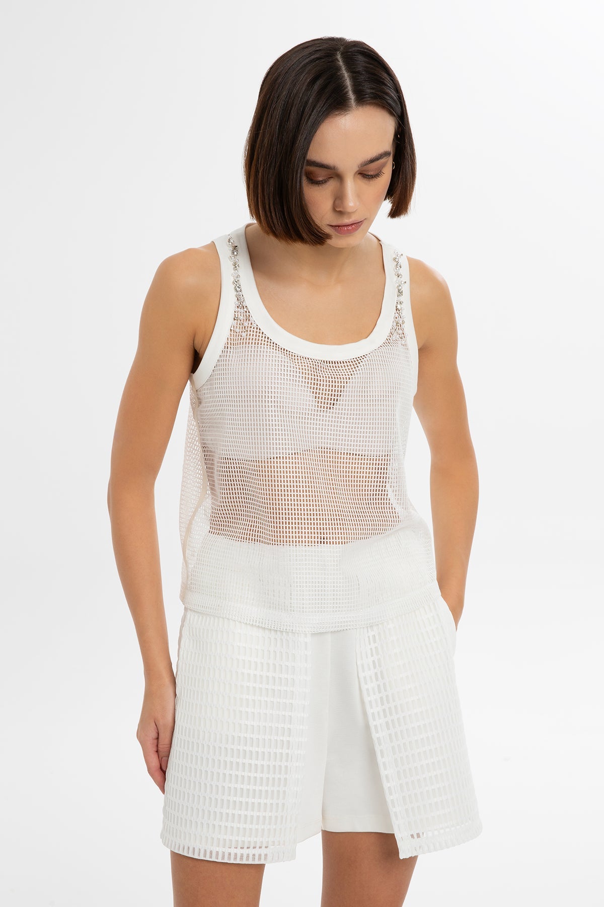 Ecru Embellished Blouse