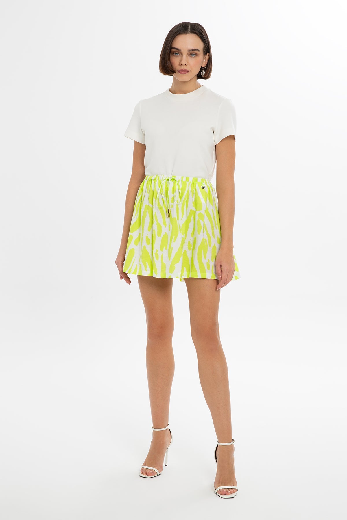 Green Patterned Mini Skirt