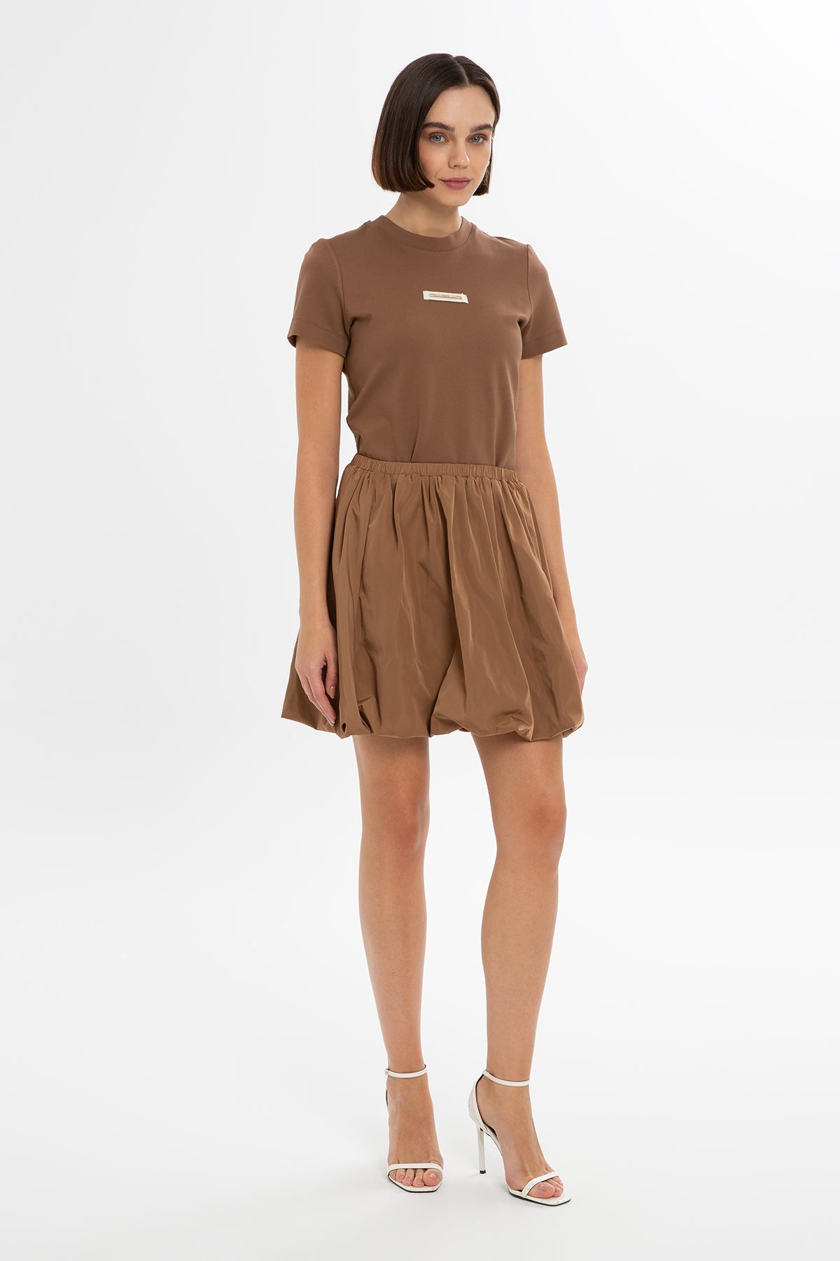 Brown Balloon Mini Skirt