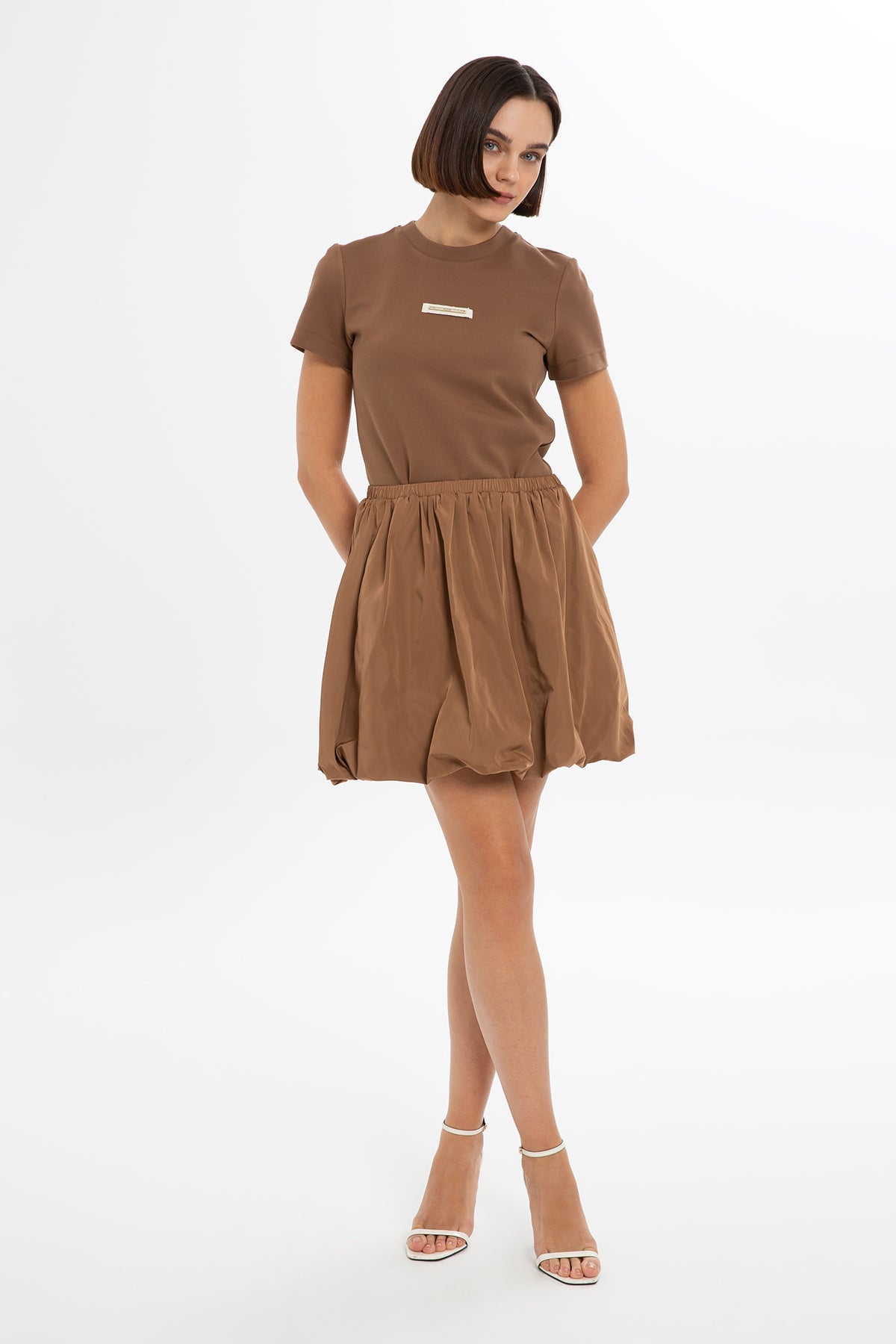 Brown Balloon Mini Skirt