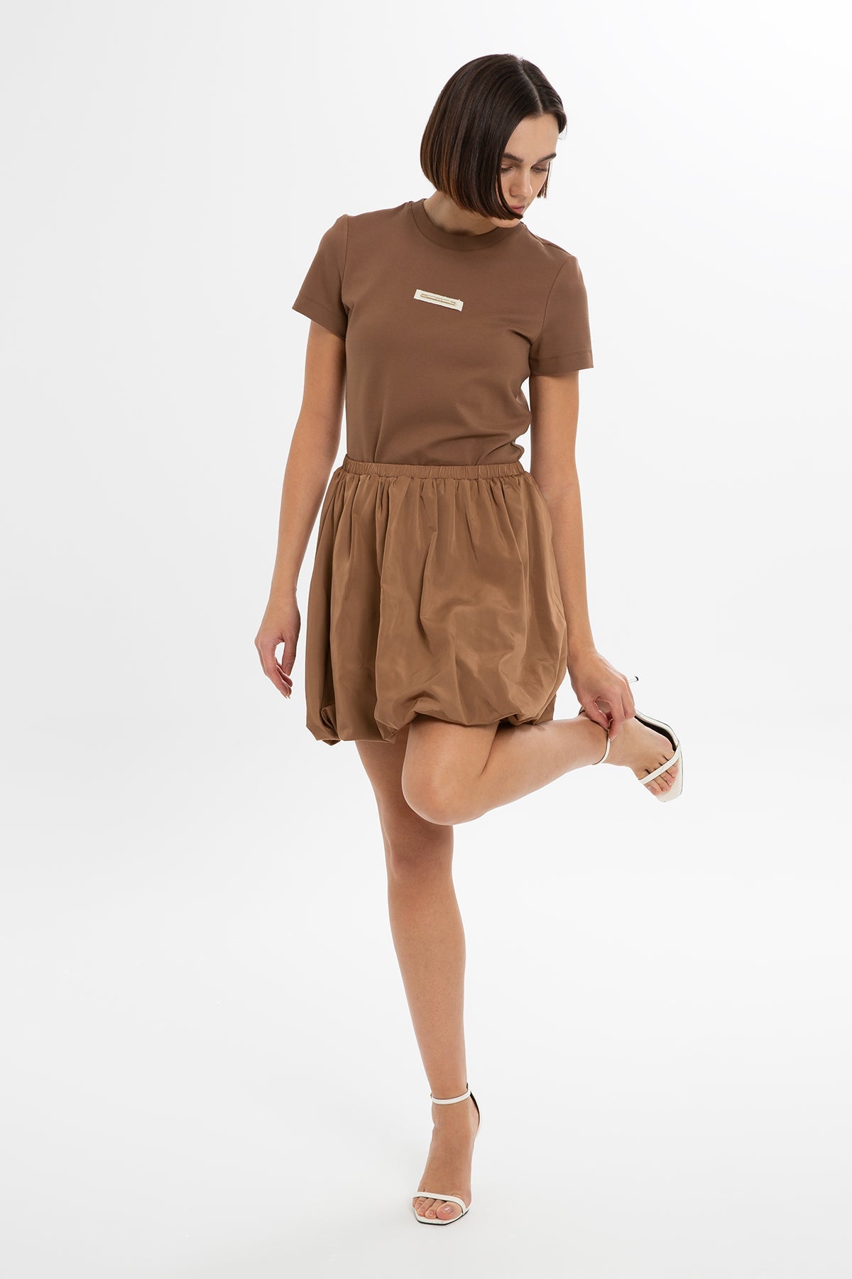 Brown Balloon Mini Skirt