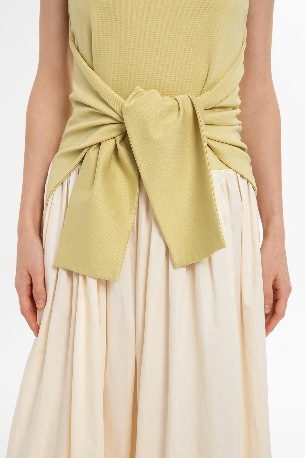 Yellow Thin-Strap Long Flared Dress