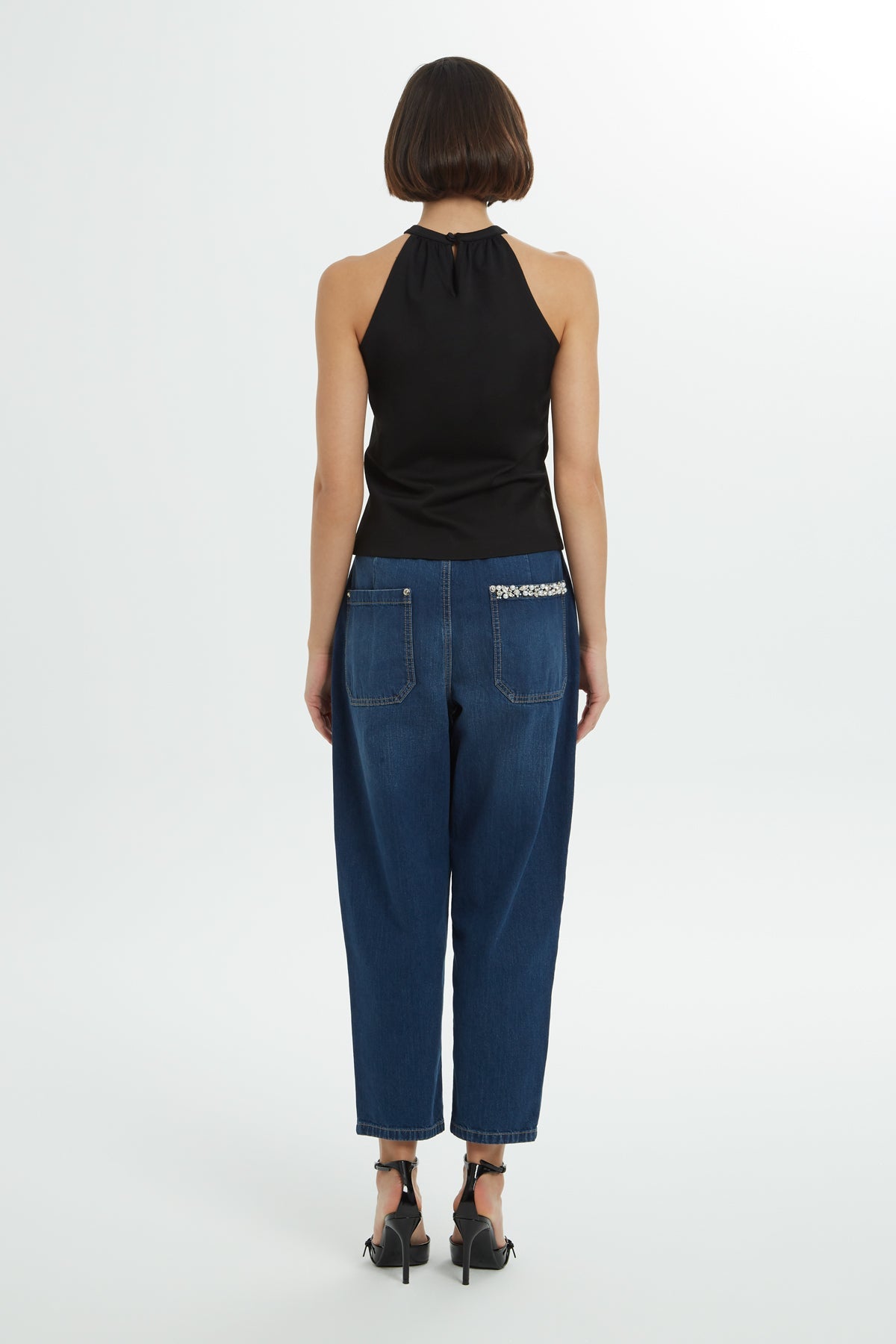 Black Halter Neck Teardrop Blouse