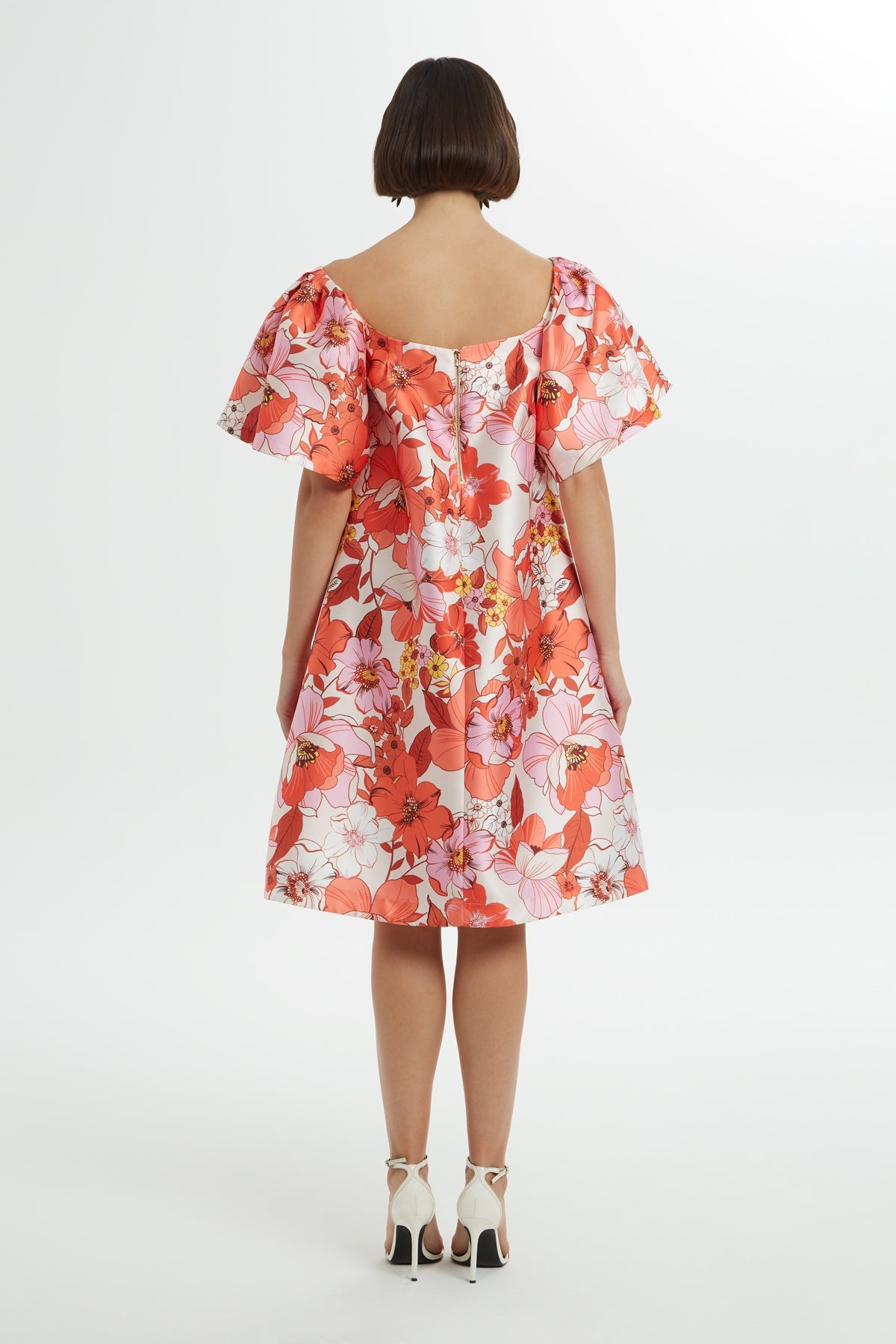 Printed Short-Sleeve Short Dress